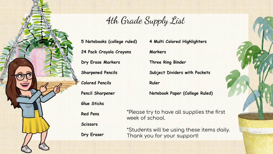 Supply list